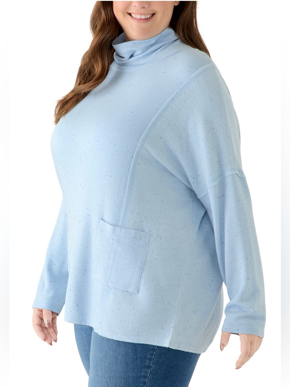 PHILOSOPHY By REPUBLIC Plus Size Scrunch Neck Confetti Knit Top.